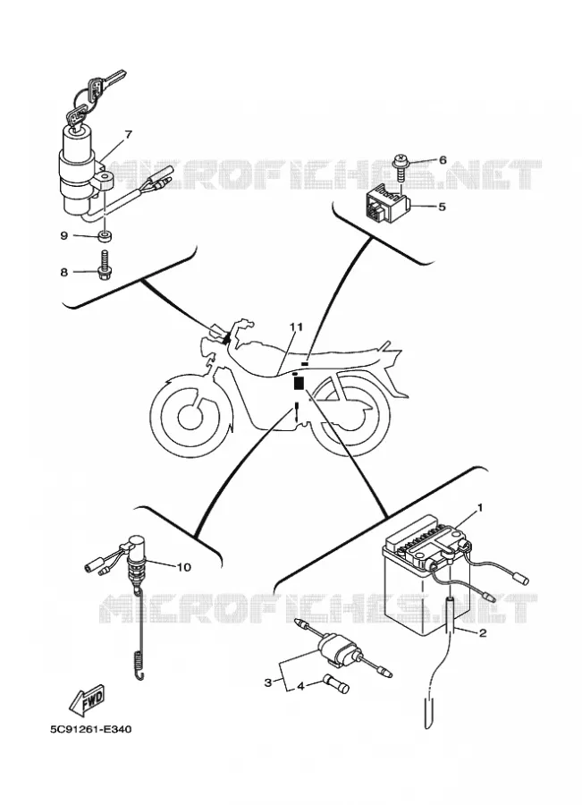 PARTIE ELECTRIQUE 1 Yamaha MOTO 110 2009 CRUX  YD110S