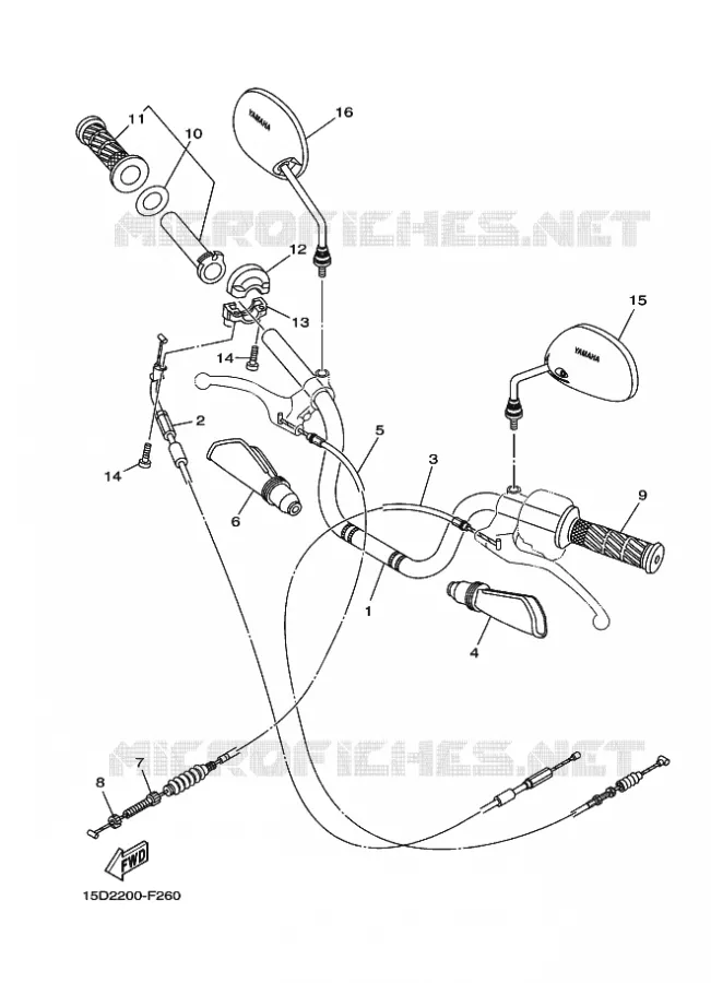 GUIDON ET CABLES Yamaha MOTO 110 2009 CRUX  YD110S