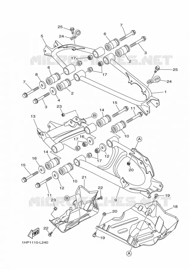 BRAS ARRIERE Yamaha QUAD 700 2012 GRIZZLY  YFM700FWADYFM7FGPB
