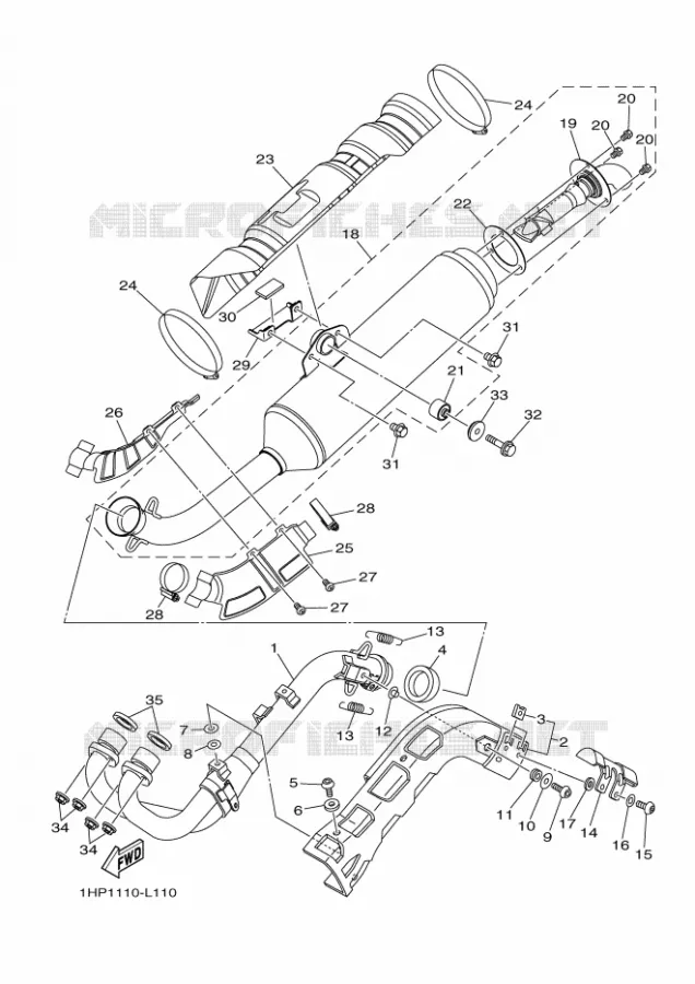 ECHAPPEMENT Yamaha QUAD 700 2013 GRIZZLY  YFM700FWADYFM7FGPAD
