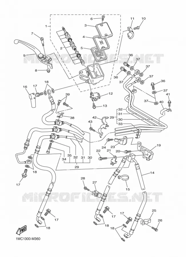 MAITRE CYLINDRE DE FREIN AVANT Yamaha MOTO 1300 2014 FJR  FJR1300A
