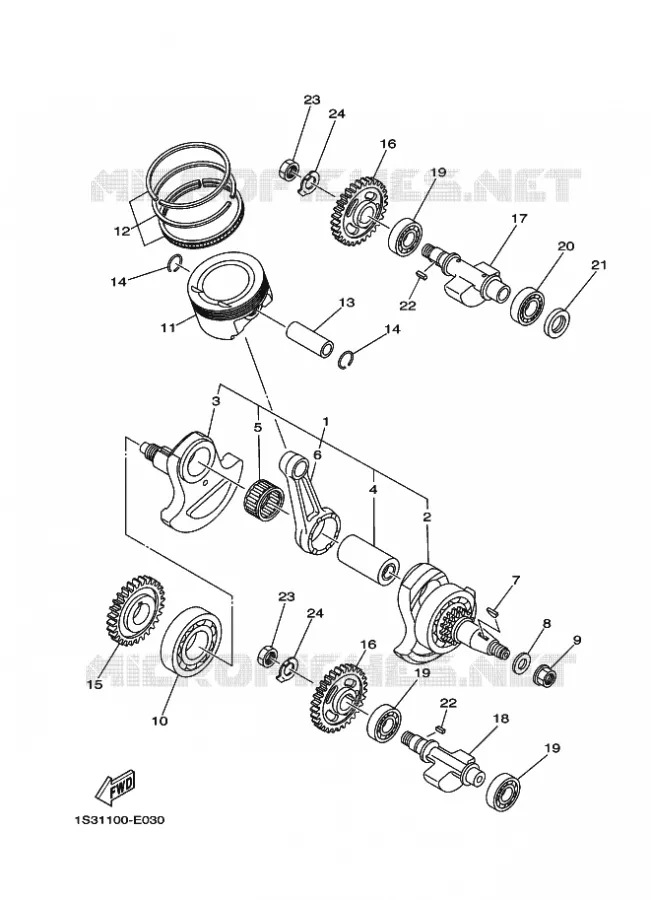 VILEBREQUIN / PISTON Yamaha QUAD 700 2006 RAPTOR  YFM700RYFM700RV