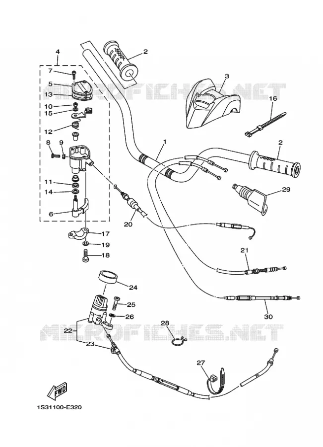 GUIDON ET CABLES Yamaha QUAD 700 2006 RAPTOR  YFM700RYFM700RV