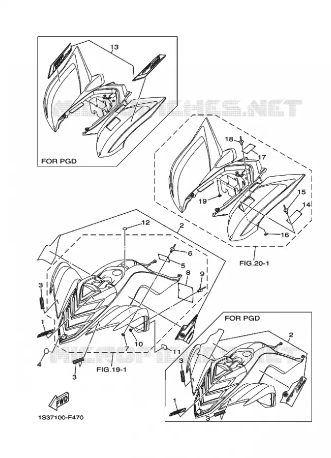 EMBLEME / ETIQUETTE 3 Yamaha QUAD 700 2007 RAPTOR  YFM700RYFM70RW