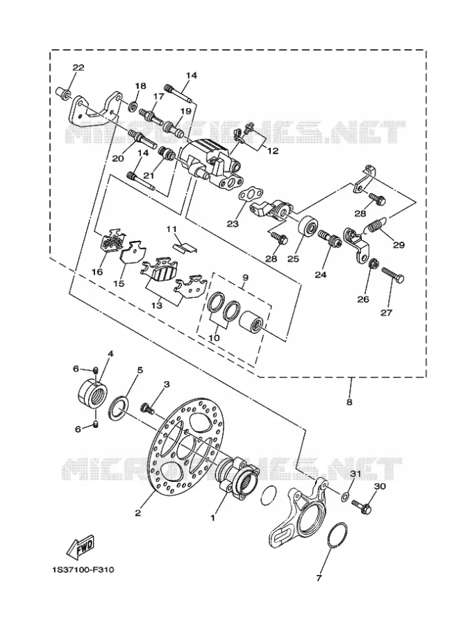 ETRIER DE FREIN ARRIERE Yamaha QUAD 700 2007 RAPTOR  YFM700RYFM70RW