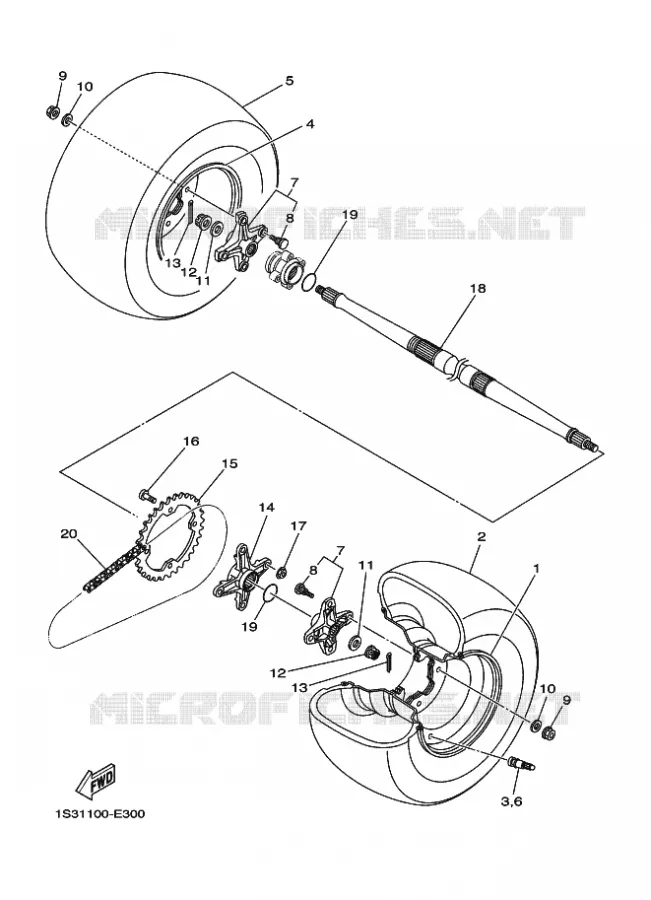 ROUE ARRIERE Yamaha QUAD 700 2007 RAPTOR  YFM700RYFM70RW