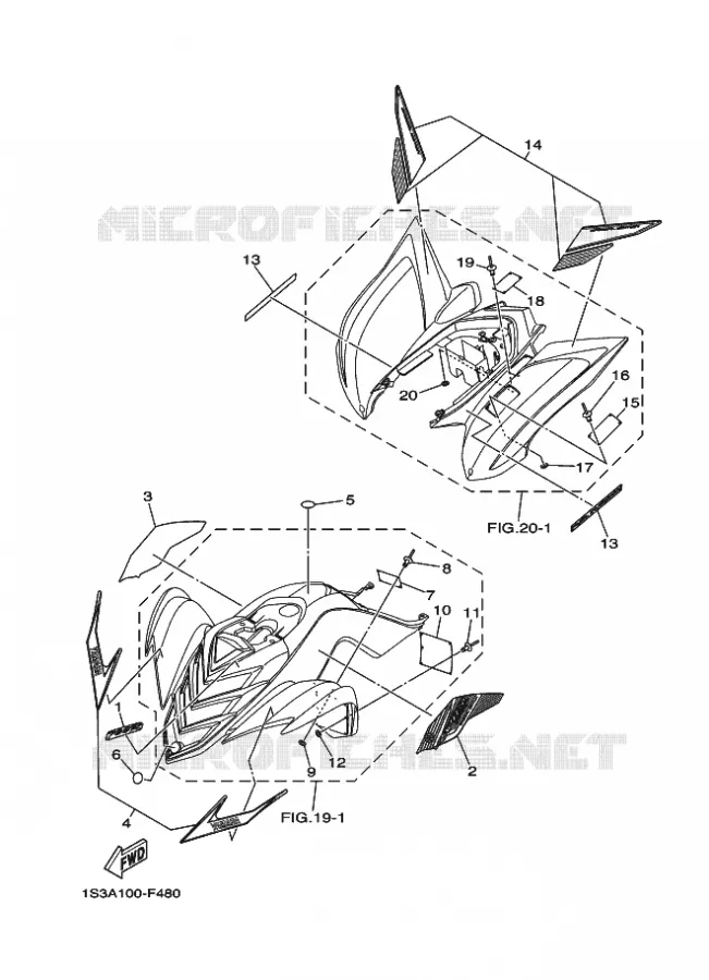 EMBLEME / ETIQUETTE 4 Yamaha QUAD 700 2007 RAPTOR  YFM700R