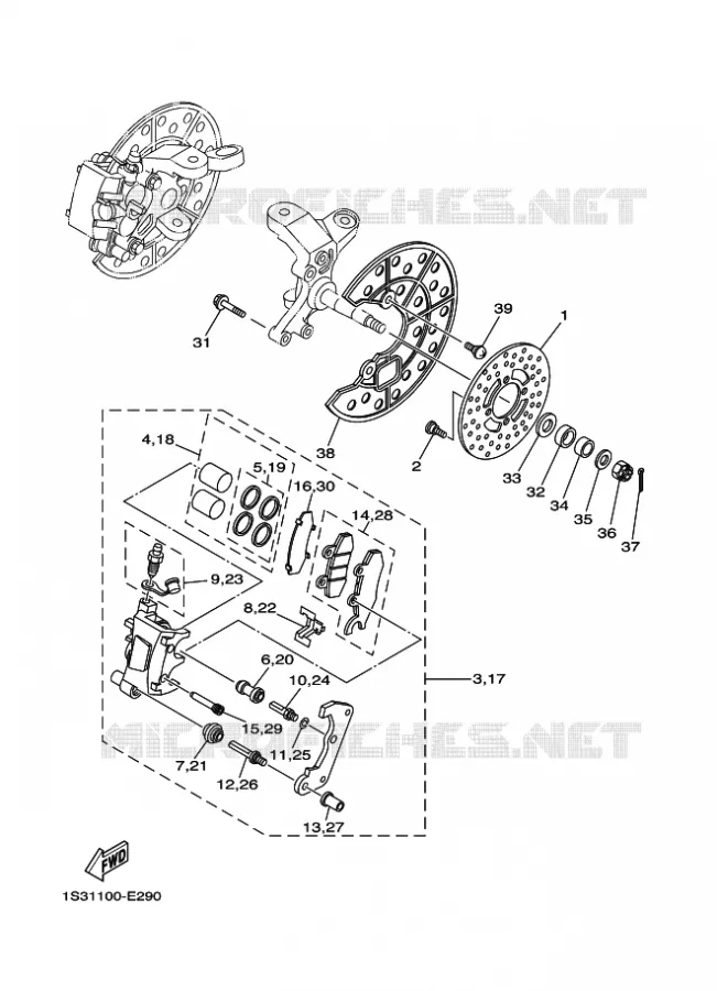 ETRIER DE FREIN AVANT Yamaha QUAD 700 2007 RAPTOR  YFM700R