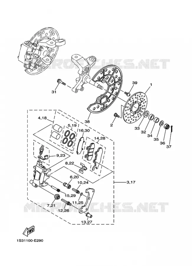 ETRIER DE FREIN AVANT Yamaha QUAD 700 2008 RAPTOR  YFM700R