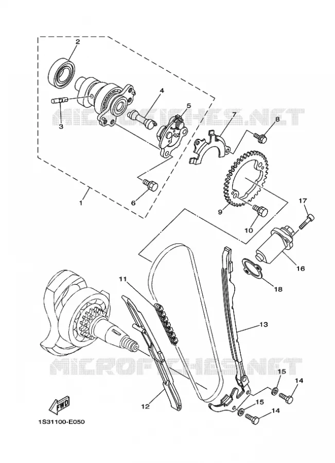 ARBRE A CAMES / CHAINE DE DISTRIBUTION Yamaha QUAD 700 2008 RAPTOR  YFM700RYFM70RSPX