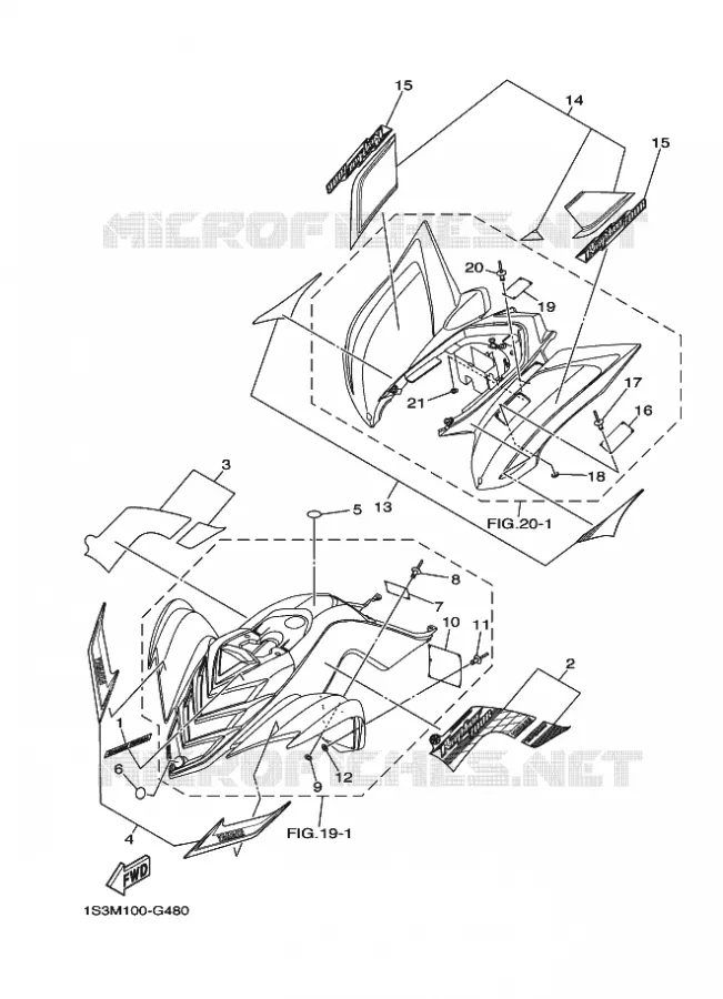 EMBLEME / ETIQUETTE 4 Yamaha QUAD 700 2008 RAPTOR  YFM700RYFM70RSPX
