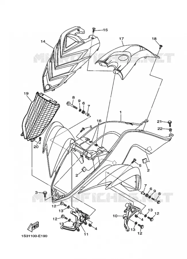 GARDE BOUE AVANT Yamaha QUAD 700 2008 RAPTOR  YFM700RYFM70RSPX
