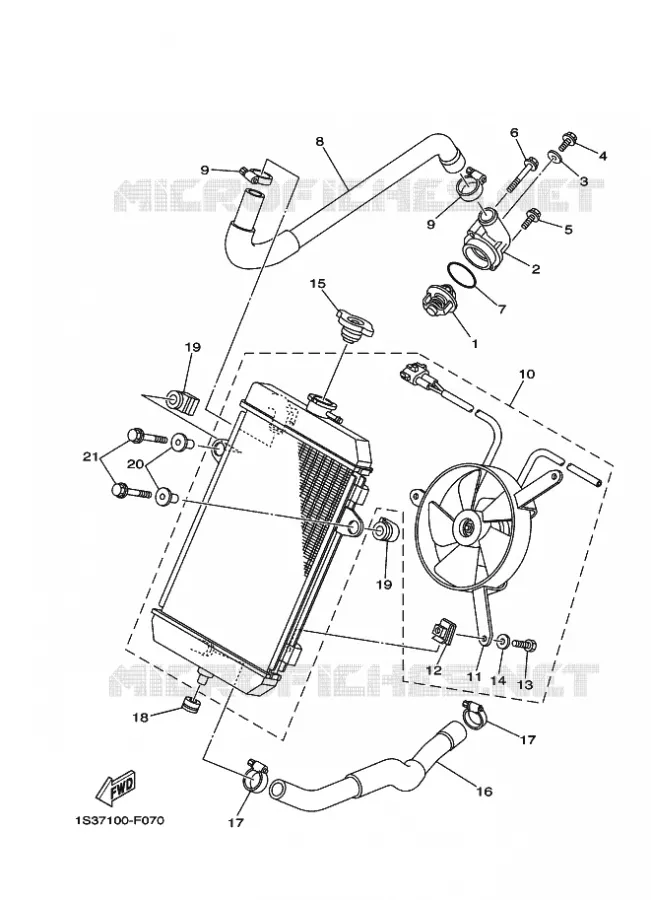 RADIATEUR / DURITES Yamaha QUAD 700 2008 RAPTOR  YFM700RYFM70RSPX