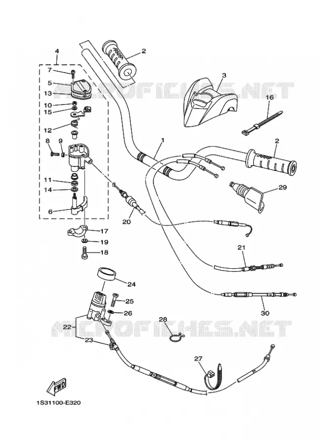 GUIDON ET CABLES Yamaha QUAD 700 2008 RAPTOR  YFM700R