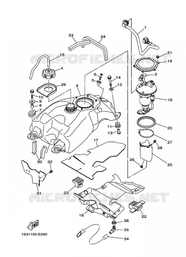 RESERVOIR A ESSENCE Yamaha QUAD 700 2009 RAPTOR  YFM700RYFM70RY