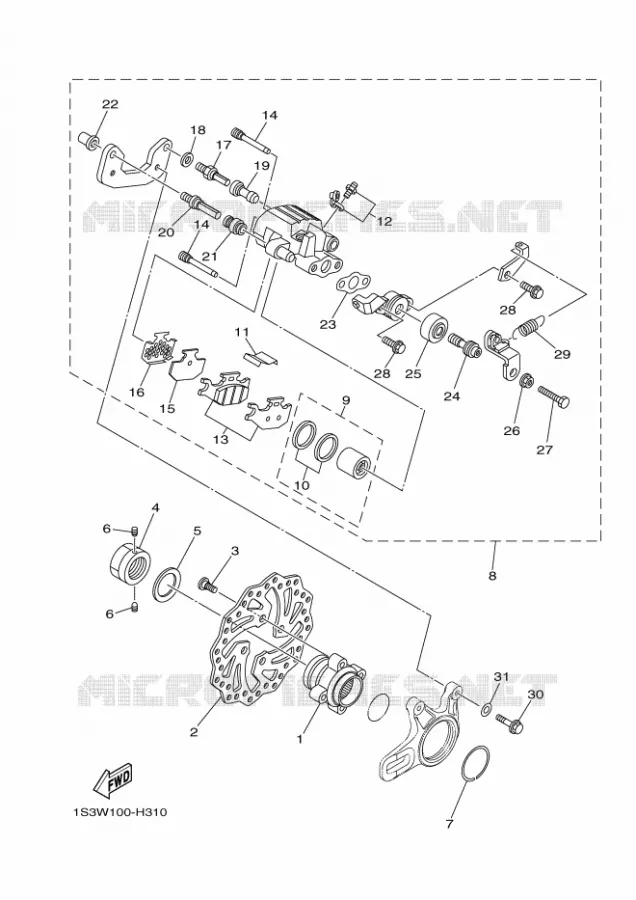ETRIER DE FREIN ARRIERE Yamaha QUAD 700 2009 RAPTOR  YFM700RYFM70RY