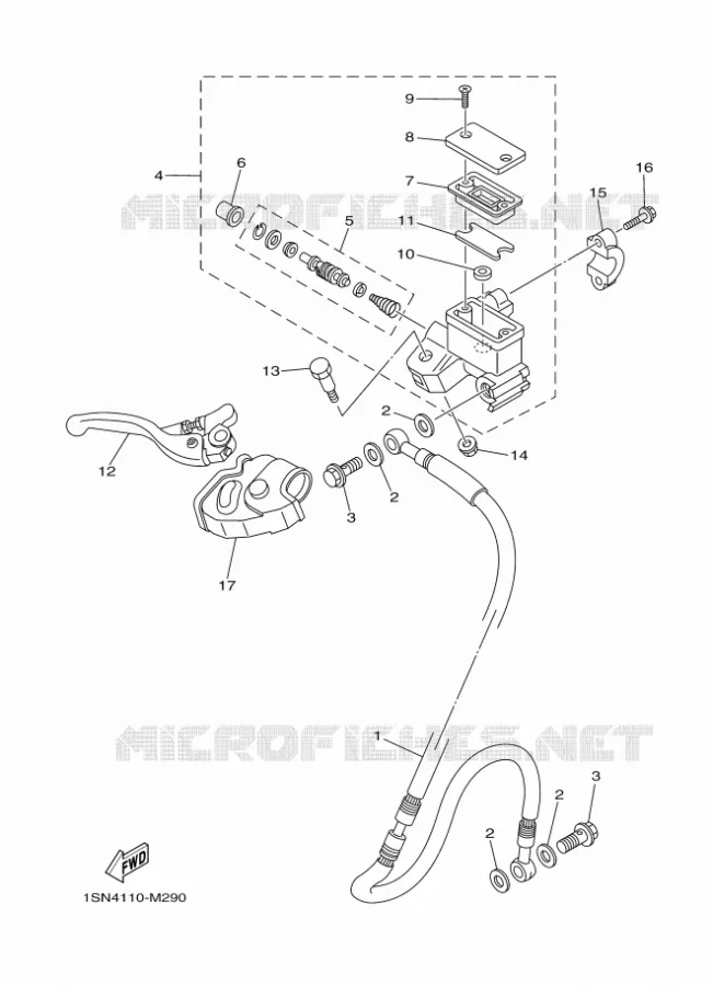 MAITRE CYLINDRE DE FREIN AVANT Yamaha MOTO 85 2017 YZ  YZ85LWH
