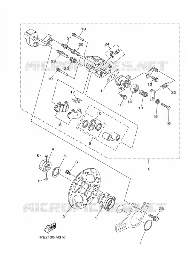 ETRIER DE FREIN ARRIERE Yamaha QUAD 700 2014 RAPTOR  YFM700RYFM700RSE