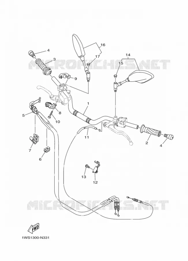 GUIDON ET CABLES Yamaha MOTO 700 2016 MT  MT07