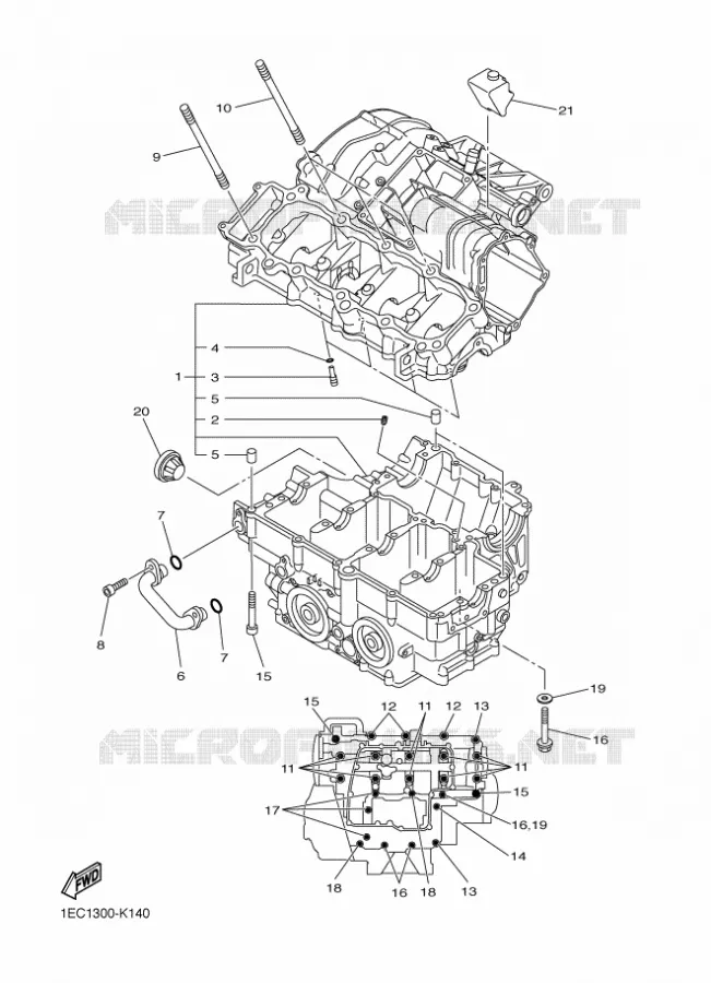 CARTER MOTEUR Yamaha MOTO 1000 2012 FZ1 ABS  FZ1-NA