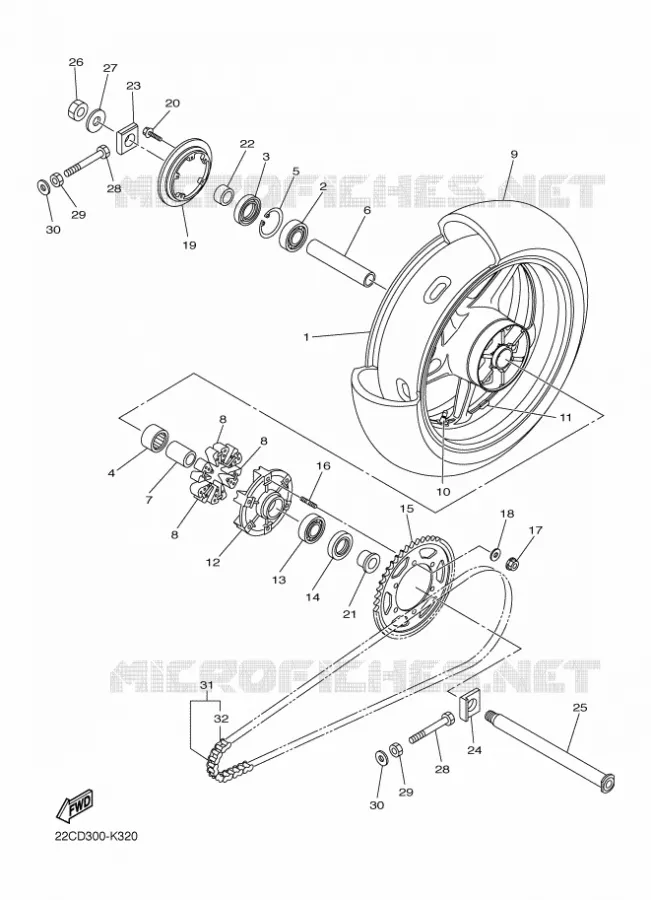 ROUE ARRIERE Yamaha MOTO 1000 2012 FZ1 ABS  FZ1-NA