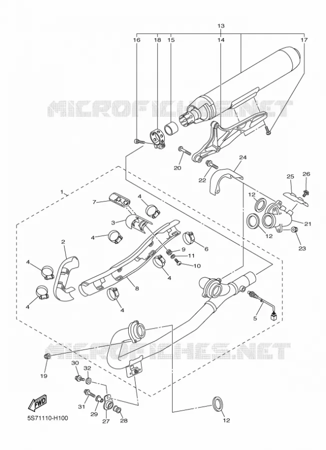 ECHAPPEMENT Yamaha MOTO 950 2012 MIDNIGHT STAR  XVS950A