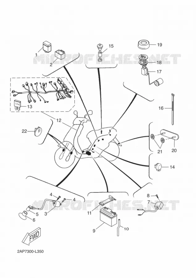 PARTIE ELECTRIQUE 2 Yamaha SCOOTER 50 2012 NEOS  YN50