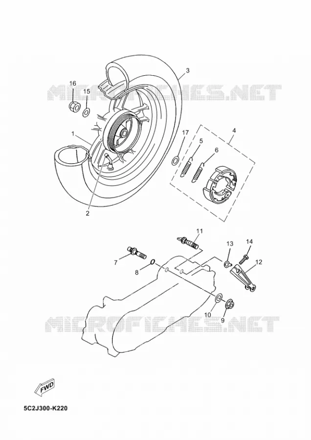 ROUE ARRIERE Yamaha SCOOTER 50 2012 NEOS  YN50