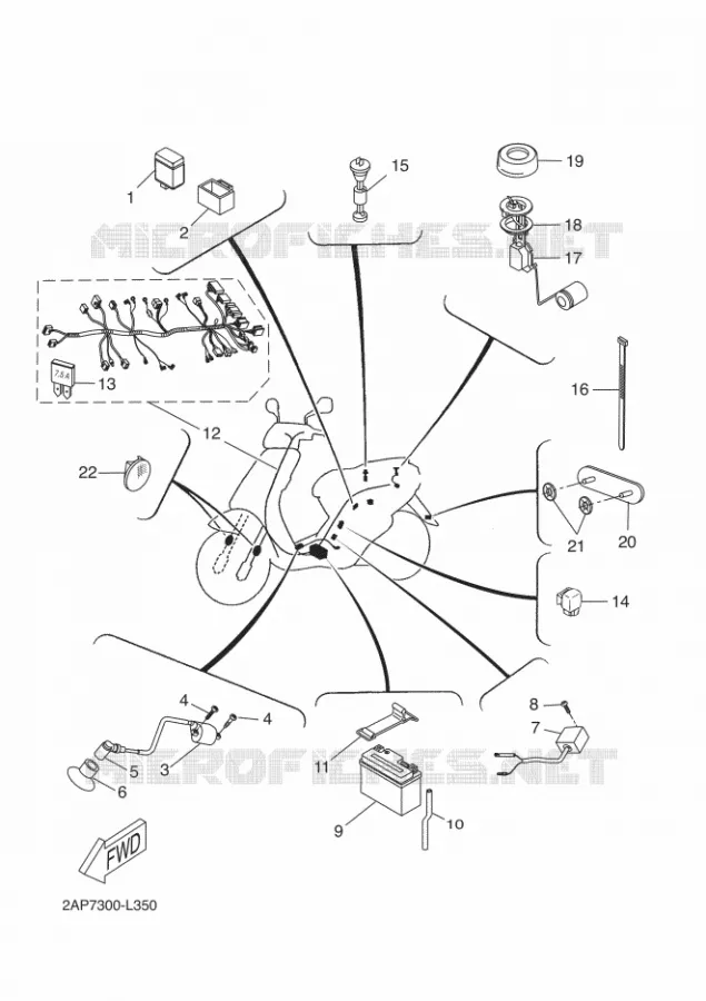 PARTIE ELECTRIQUE 2 Yamaha SCOOTER 50 2012 NEOS  YN50