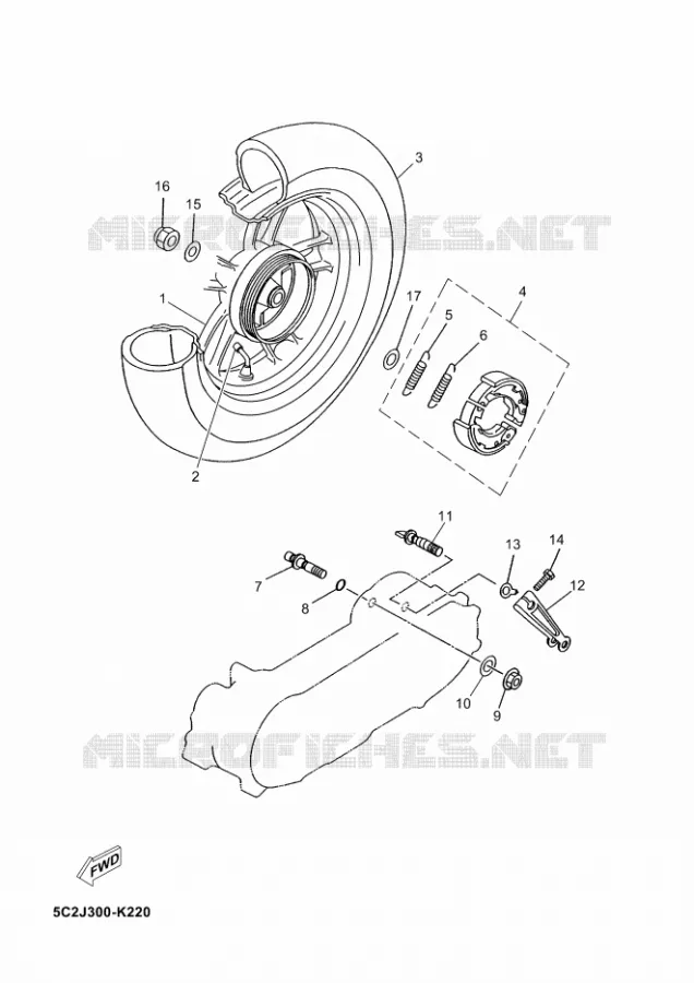 ROUE ARRIERE Yamaha SCOOTER 50 2012 NEOS  YN50