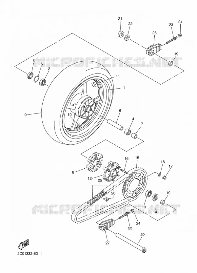 ROUE ARRIERE Yamaha MOTO 600 2006 R6  YZF-R6