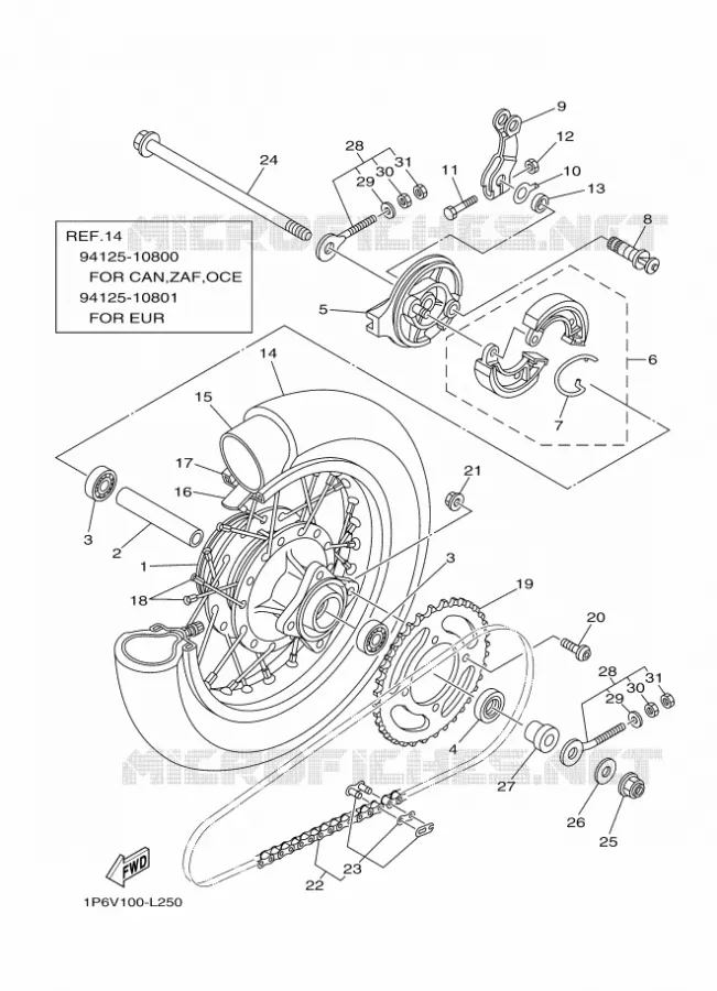 ROUE ARRIERE Yamaha MOTO 50 2016 TTR  TT-R50E