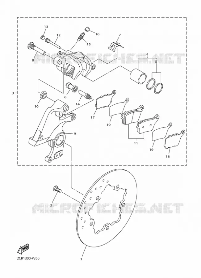 ETRIER DE FREIN ARRIERE Yamaha MOTO 1000 2016 R1  YZF-R1