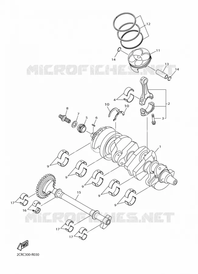 VILEBREQUIN / PISTON Yamaha MOTO 1000 2016 R1  YZF-R1