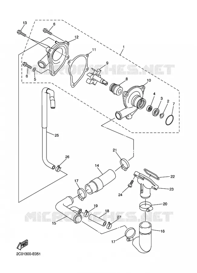 POMPE A EAU / DURITES Yamaha MOTO 600 2016 R6  YZF-R6