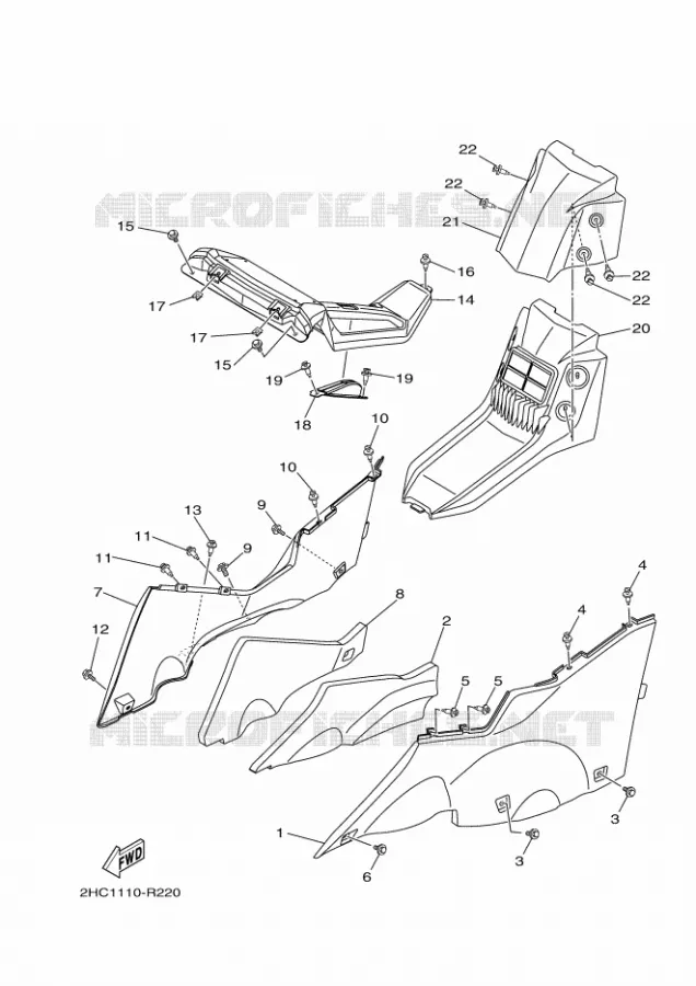 COUVERCLE LATERAL 2 Yamaha SIDE BY SIDE 1000 2016 YXZ  YXZ1000R