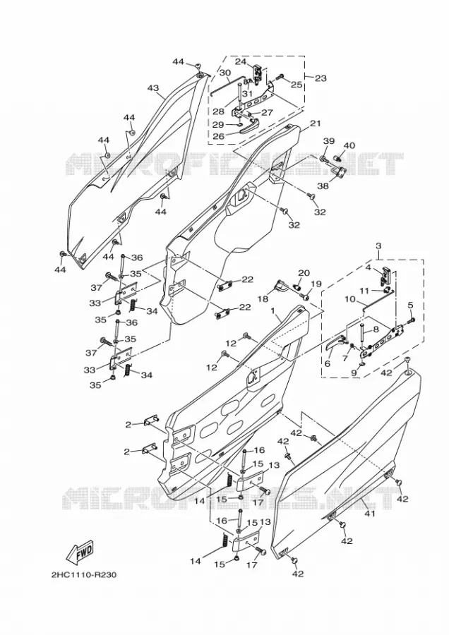 COUVERCLE LATERAL 3 Yamaha SIDE BY SIDE 1000 2017 YXZ  YXZ1000R