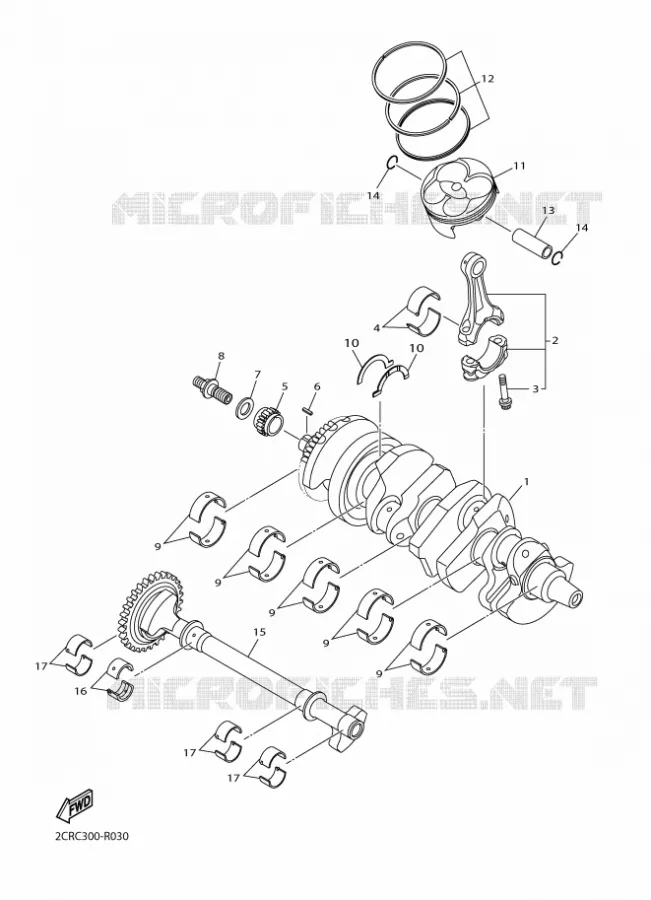 VILEBREQUIN / PISTON Yamaha MOTO 1000 2016 R1M  YZF-R1M