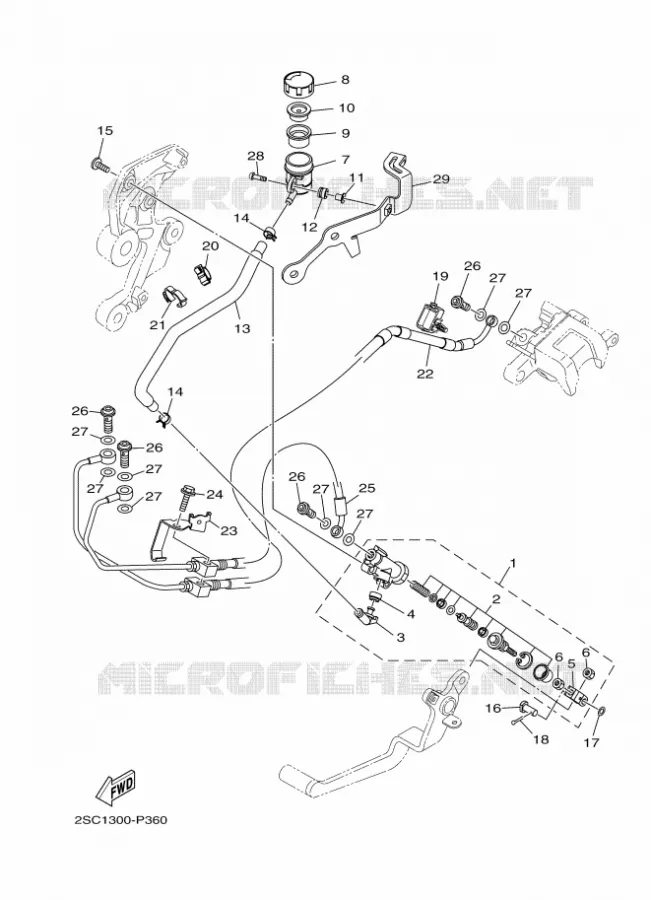 MAITRE CYLINDRE DE FREIN ARRIERE Yamaha MOTO 900 2016 MT  MT09TRA