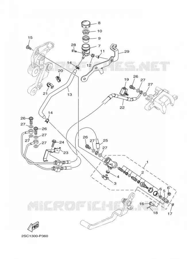 MAITRE CYLINDRE DE FREIN ARRIERE Yamaha MOTO 900 2016 MT  MT09TRA