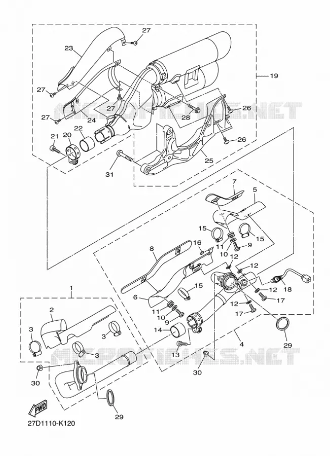 ECHAPPEMENT Yamaha MOTO 1300 2016 XVS  XVS1300CU