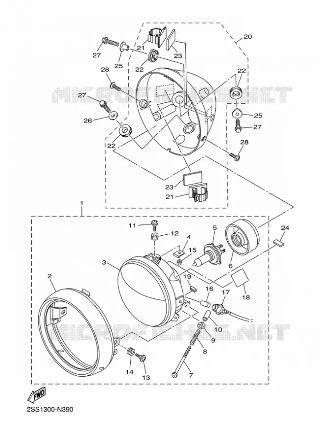PHARE  Yamaha MOTO 1300 2016 XVS  XVS1300CU