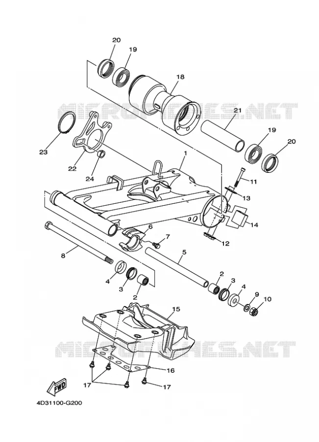 BRAS ARRIERE Yamaha QUAD 250 2009 RAPTOR  YFM250R