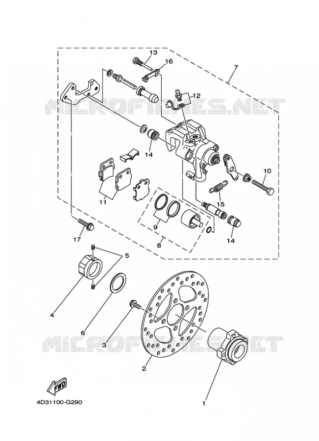 ETRIER DE FREIN ARRIERE Yamaha QUAD 250 2009 RAPTOR  YFM250R