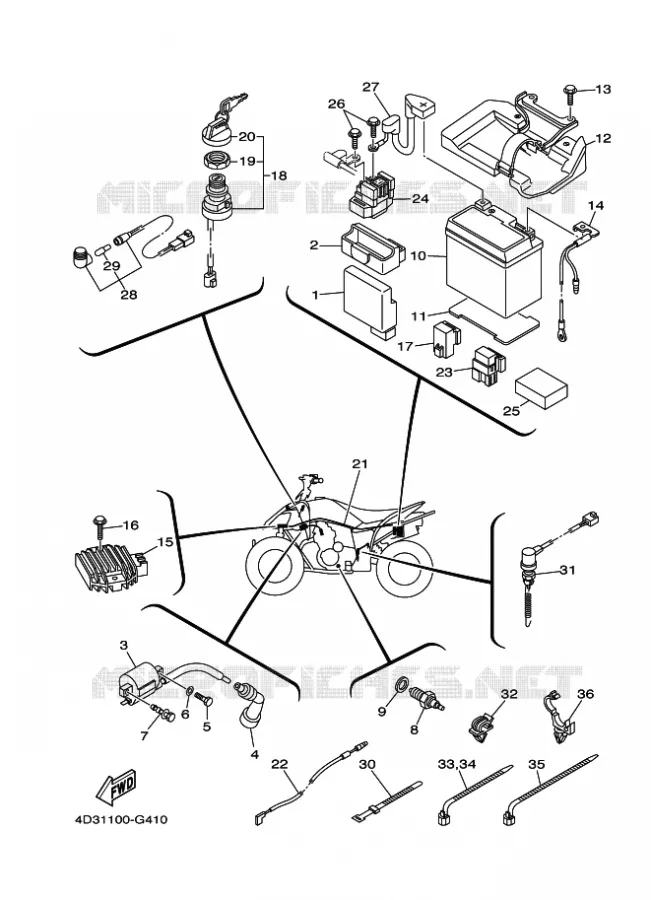 PARTIE ELECTRIQUE 1 Yamaha QUAD 250 2009 RAPTOR  YFM250R
