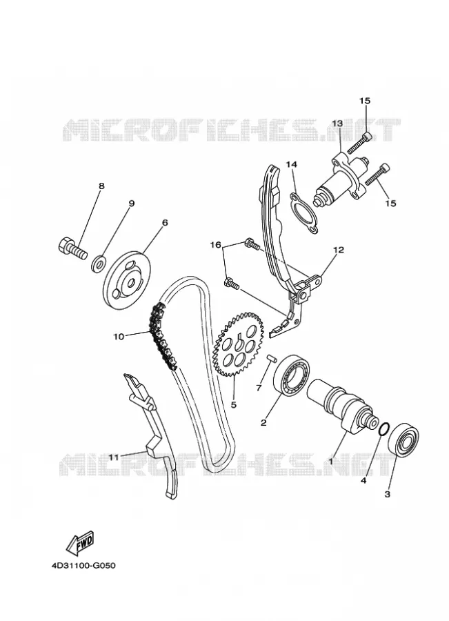 ARBRE A CAMES / CHAINE DE DISTRIBUTION Yamaha QUAD 250 2010 RAPTOR  YFM250R