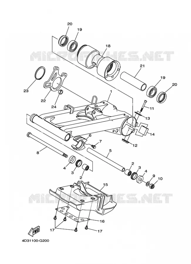 BRAS ARRIERE Yamaha QUAD 250 2010 RAPTOR  YFM250R