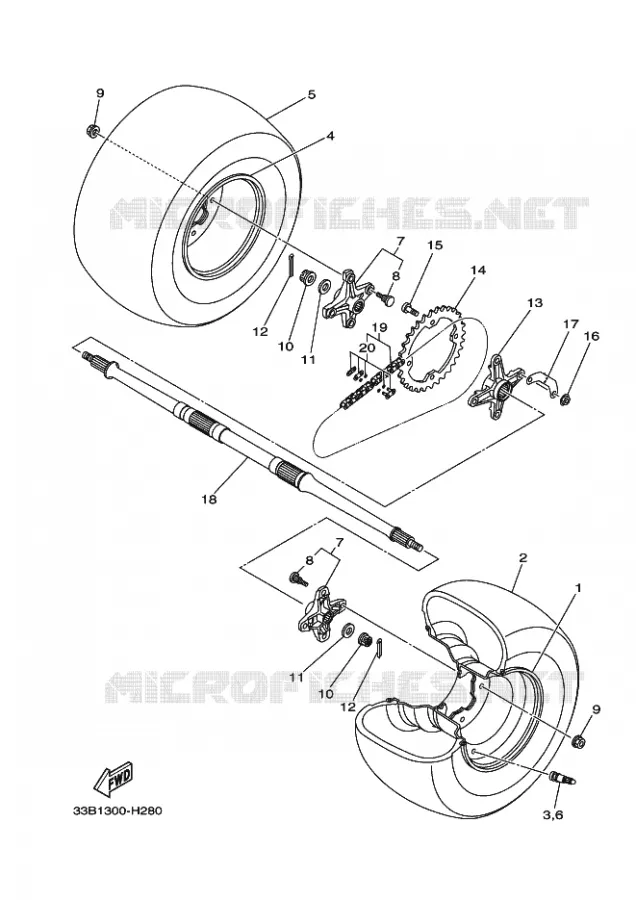 ROUE ARRIERE Yamaha QUAD 250 2010 RAPTOR  YFM250R