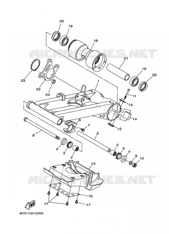 BRAS ARRIERE Yamaha QUAD 250 2010 RAPTOR  YFM250R