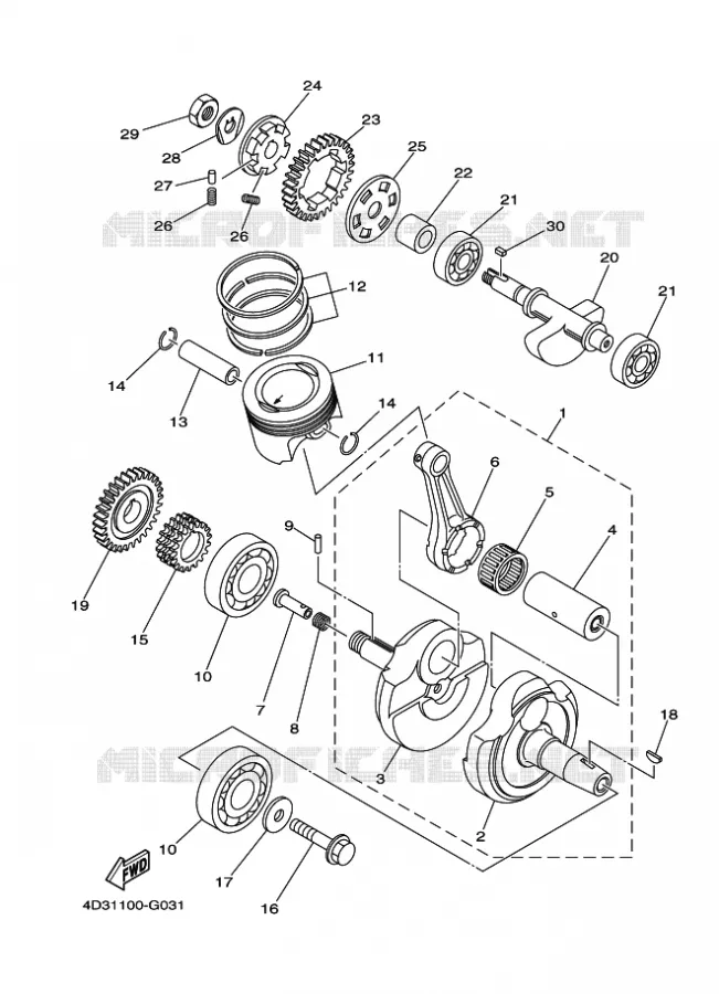VILEBREQUIN / PISTON Yamaha QUAD 250 2010 RAPTOR  YFM250R